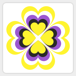 Non binary clover heart Sticker